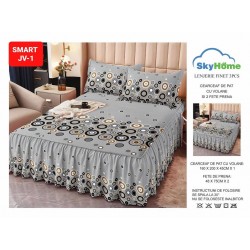 Cearceaf cu Volane din Finet + 2 Fete Perna - 160x200x45  Cearceaf cu Volane din Finet + 2 Fete Perna - 160x200x45
