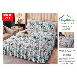 Cearceaf cu Volane din Finet + 2 Fete Perna - 160x200x45 Cearceaf cu Volane din Finet + 2 Fete Perna - 160x200x45