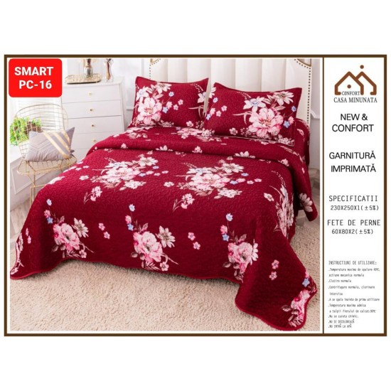 Cuvertura 3 piese catifea Cuvertura de Pat din catifea + 2 fete de perna